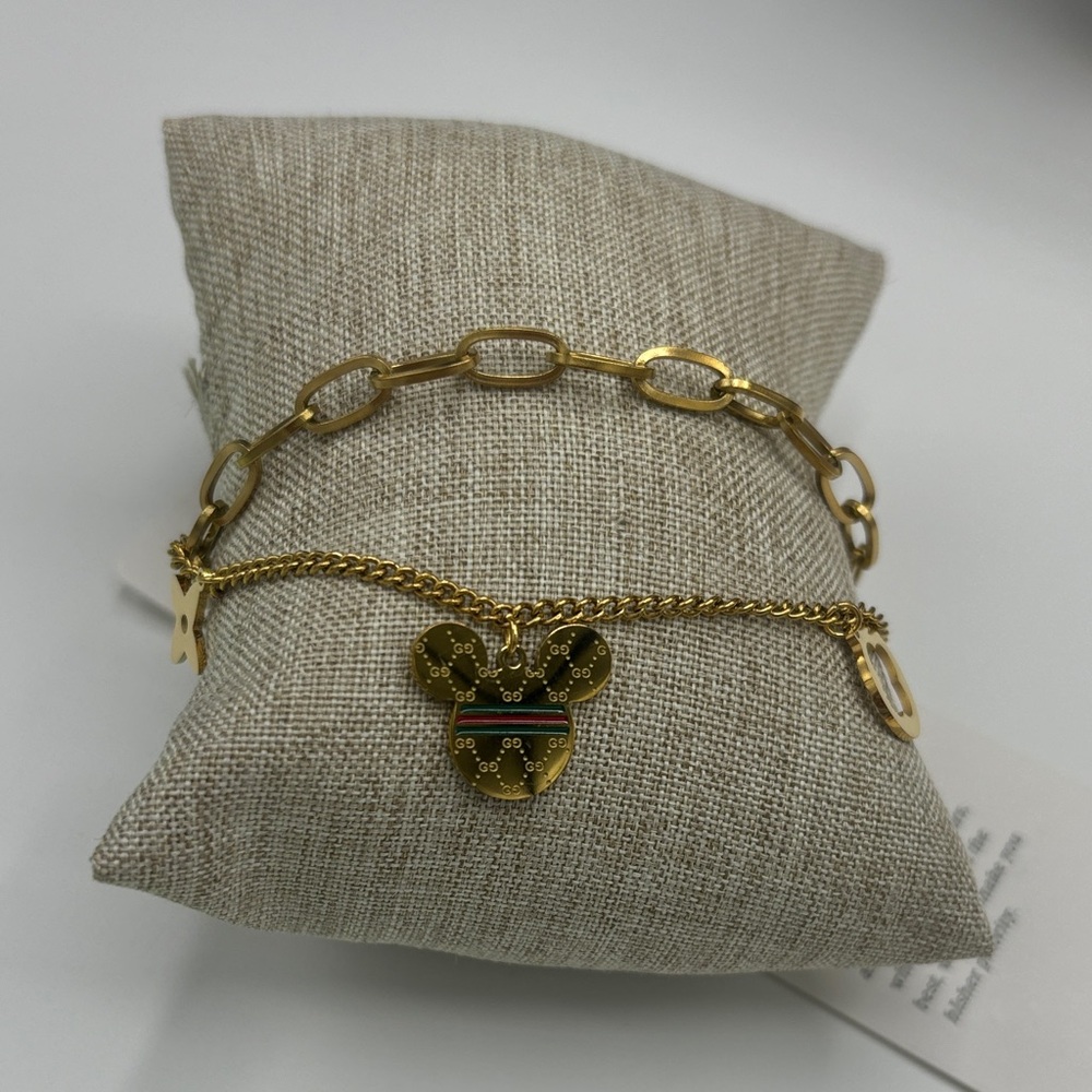 Gold Chain Bracelet with Butterfly Charm